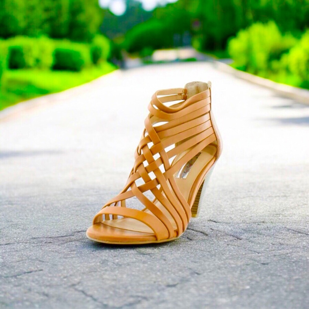 INC Tan Strappy Heeled Sandals